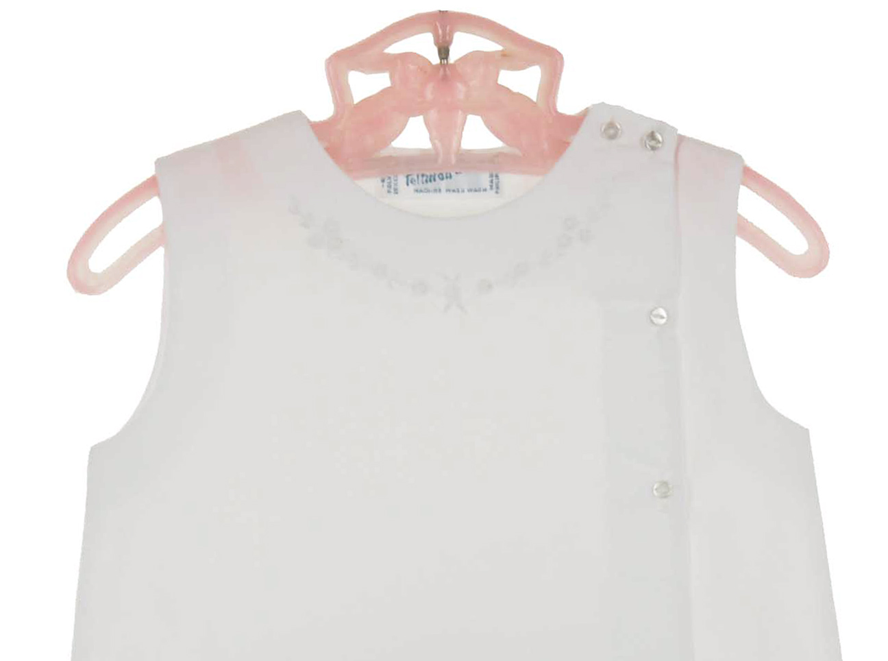 Feltman Brothers white diaper set with floral embroidery, Feltman