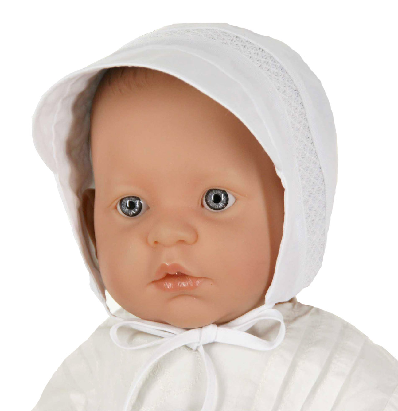 Feltman Brothers white smocked baby hat,baby boys white smocked hat