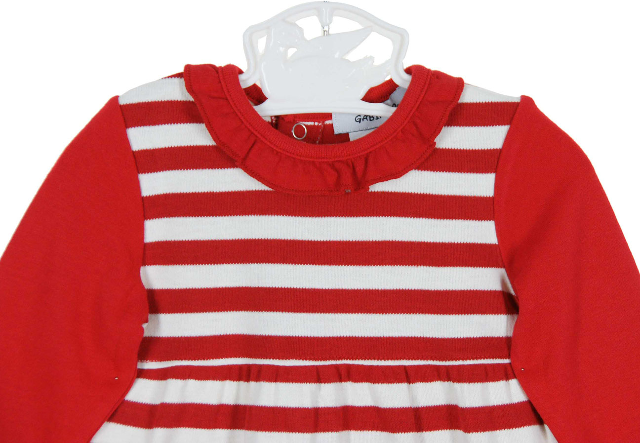 red striped ruffled sleeper for baby girls,baby girls Christmas sleeper