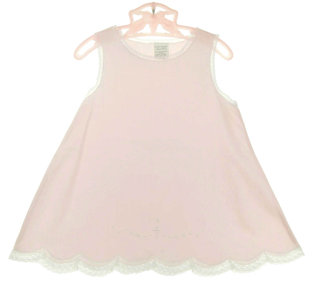 Garden of Angels pink baby slip,pink embroidered baby slip,pink slip