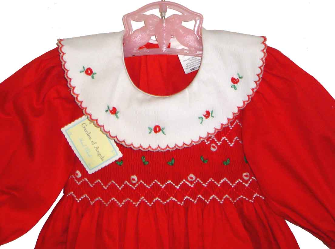 Garden of Angels,holiday baby bubble,baby Christmas bubble,red smocked Christmas outfit,baby