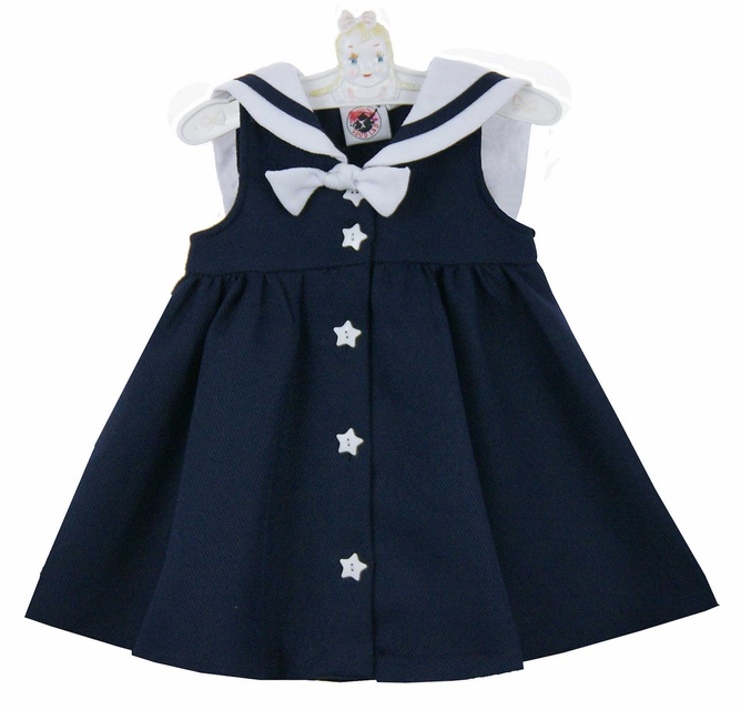 dark blue sparkle prom dress Traina Norell 60s Cornflower Blue and White Linen Sailor Dress main image 1