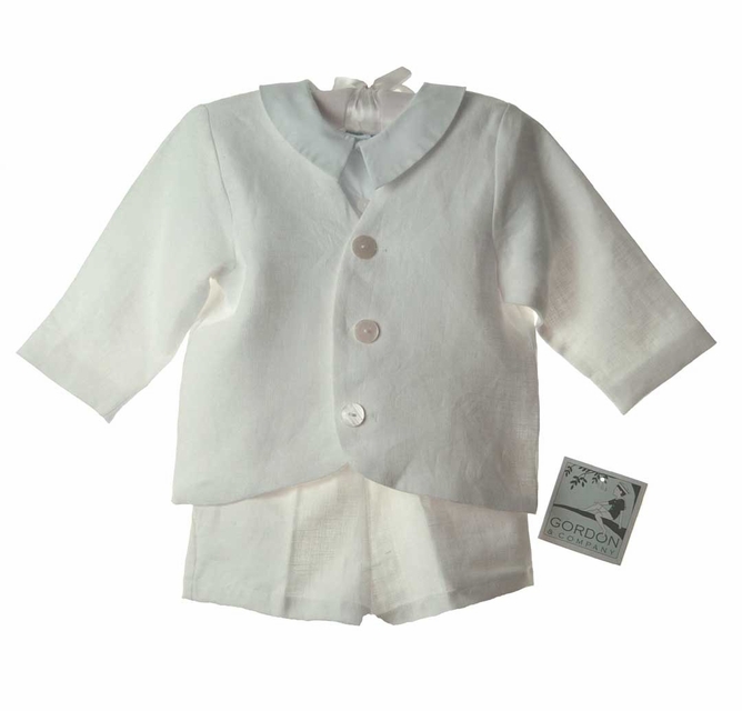NEW Gordon and Company White Linen Eton Suit with Shorts