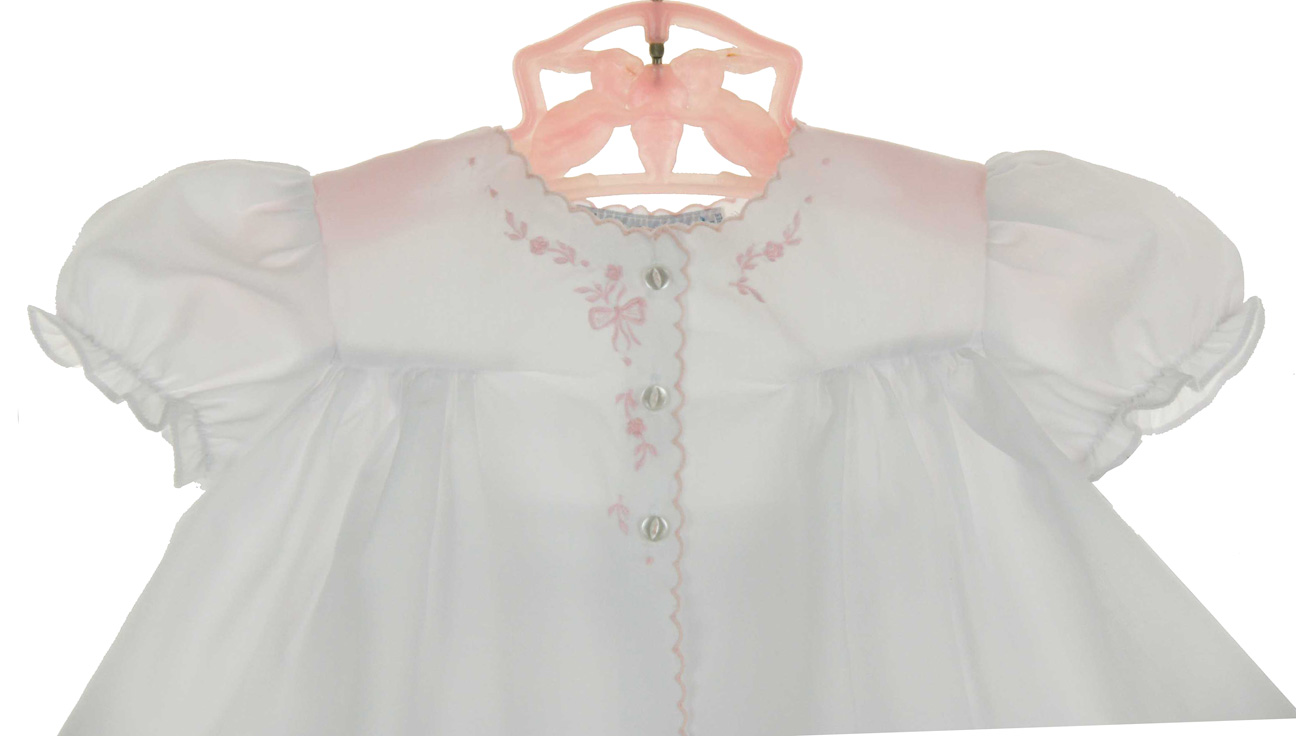 hand embroidered white diaper set with pink bow embroiders,diaper set