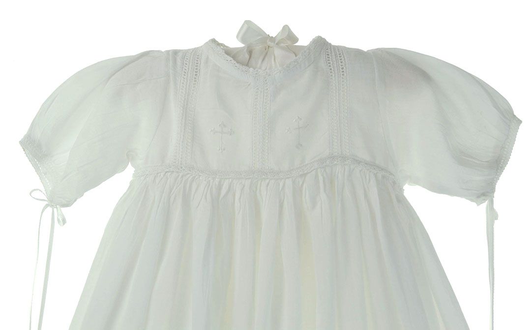 Hearts Delight christening gown,christening gown with cross embroidery