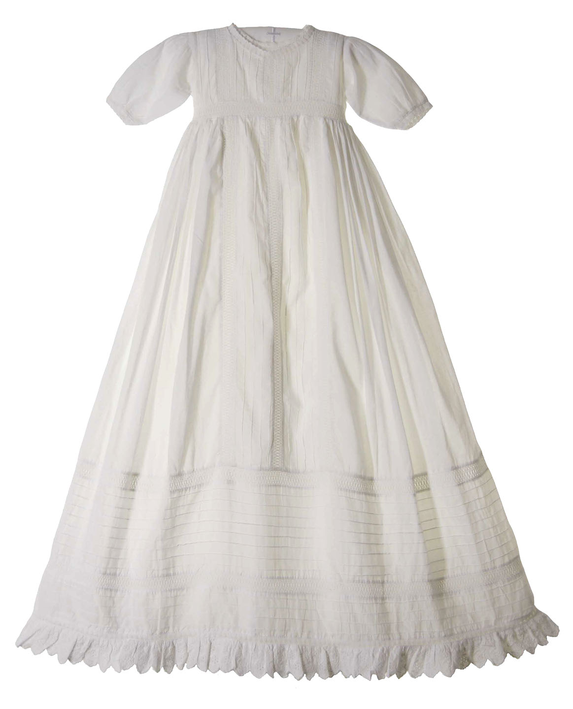Hearts Delight christening gown with pintucks and openwork