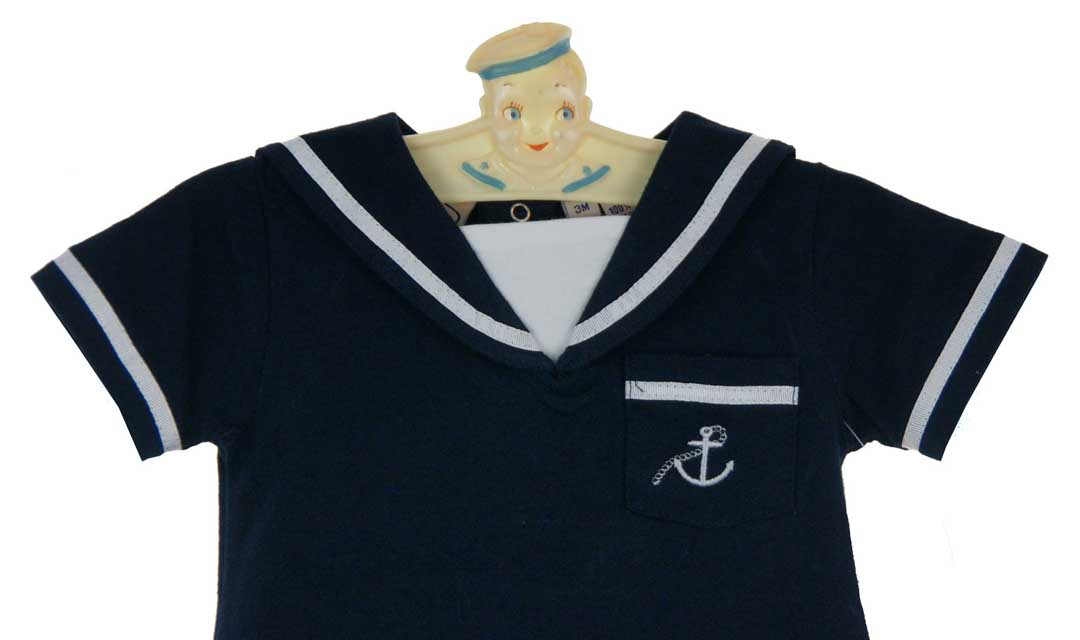 Imagewear navy cotton knit sailor romper,navy sailor suit,navy sailor
