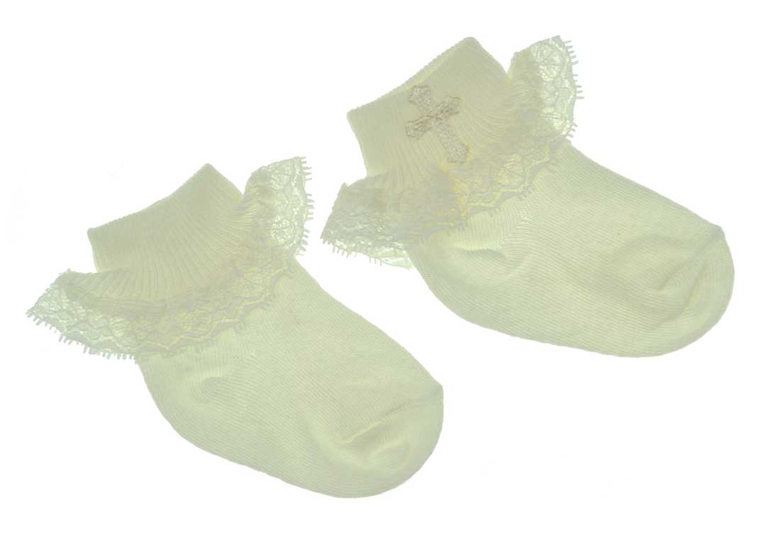 ivory christening socks, christening socks, baby christening socks