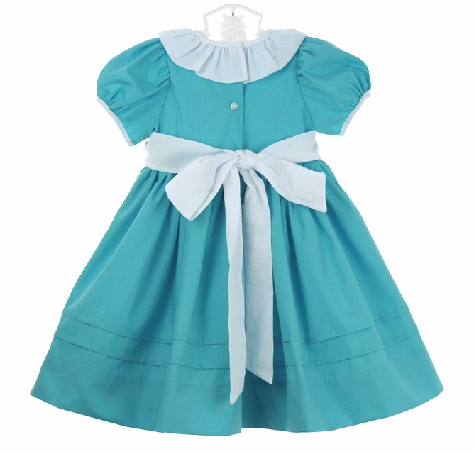 NEW Le' Za Me Aqua Dress with White Ruffled Collar and Flower Accent