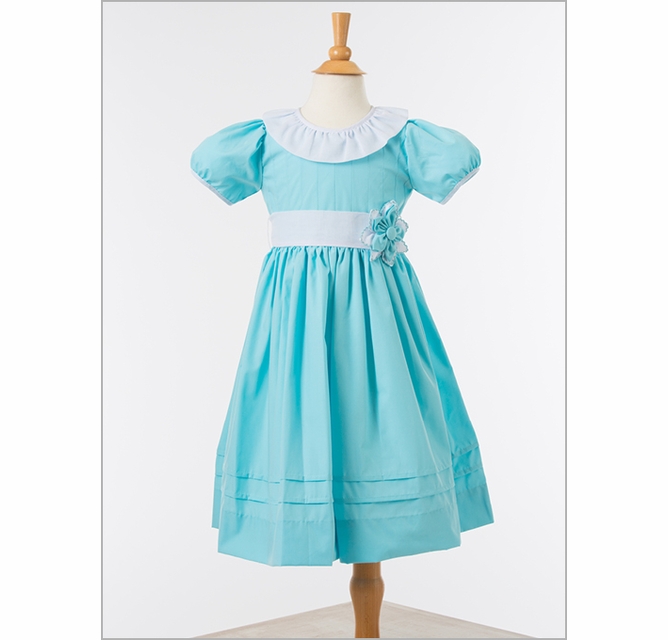 sachin and babi light blue dress NEW Le' Za Me Aqua Dress with White Ruffled Collar and Flower Accent