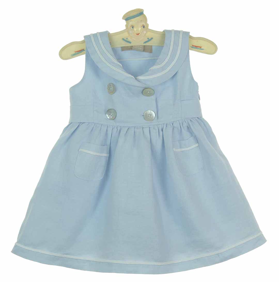 Little Linens sailor dress,Little Linens sailor outfit,blue linen