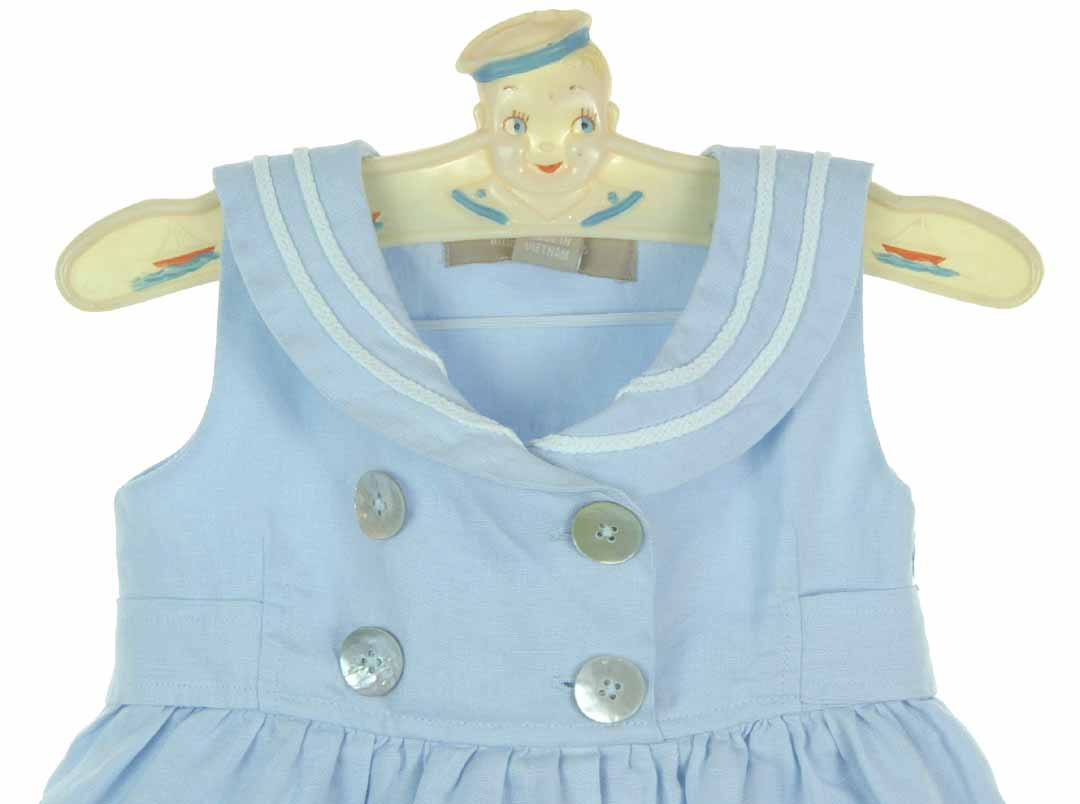 Little Linens sailor dress,Little Linens sailor outfit,blue linen
