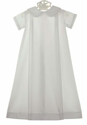 NEW Lullaby Set White Pleated Daygown with Blue Striped Piping