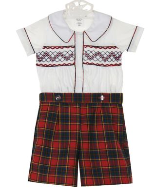 London Navy Smocked Boy Romper by Marco & LIzzy main image 0