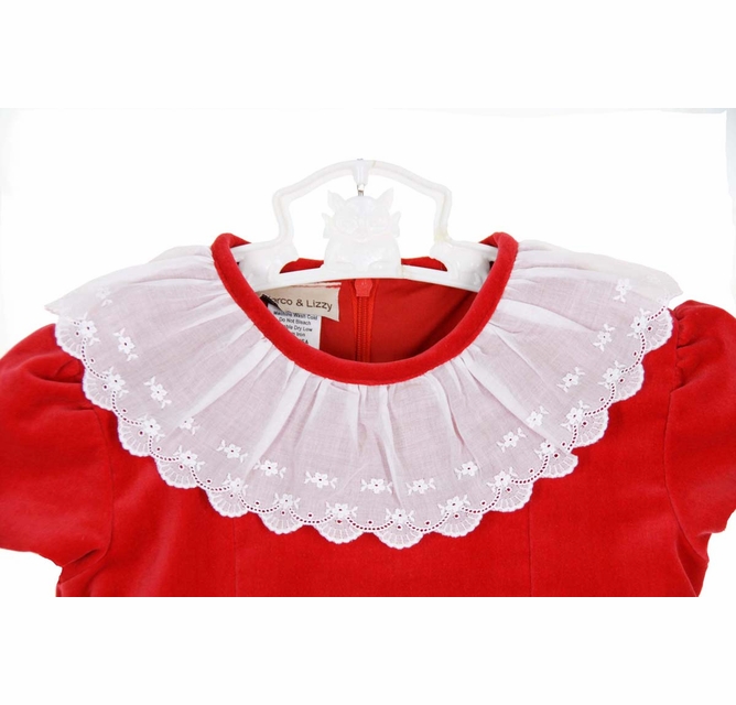 red velvet dress with white collar Girl Holiday Red Velvet Lace Collar Dress by Janie and Jack