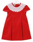 New Marco & Lizzy Red Velvet Dress with Portrait Collar