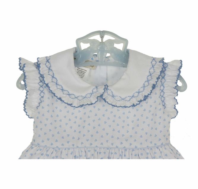NEW Marco & Lizzy Vintage Style Blue Hearts Cotton Smocked Dress NEW Marco & Lizzy Vintage Style Blue Hearts Cotton Smocked Dress
