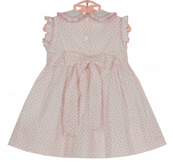 NEW Marco & Lizzy Vintage Style Pink Hearts Cotton Smocked Dress