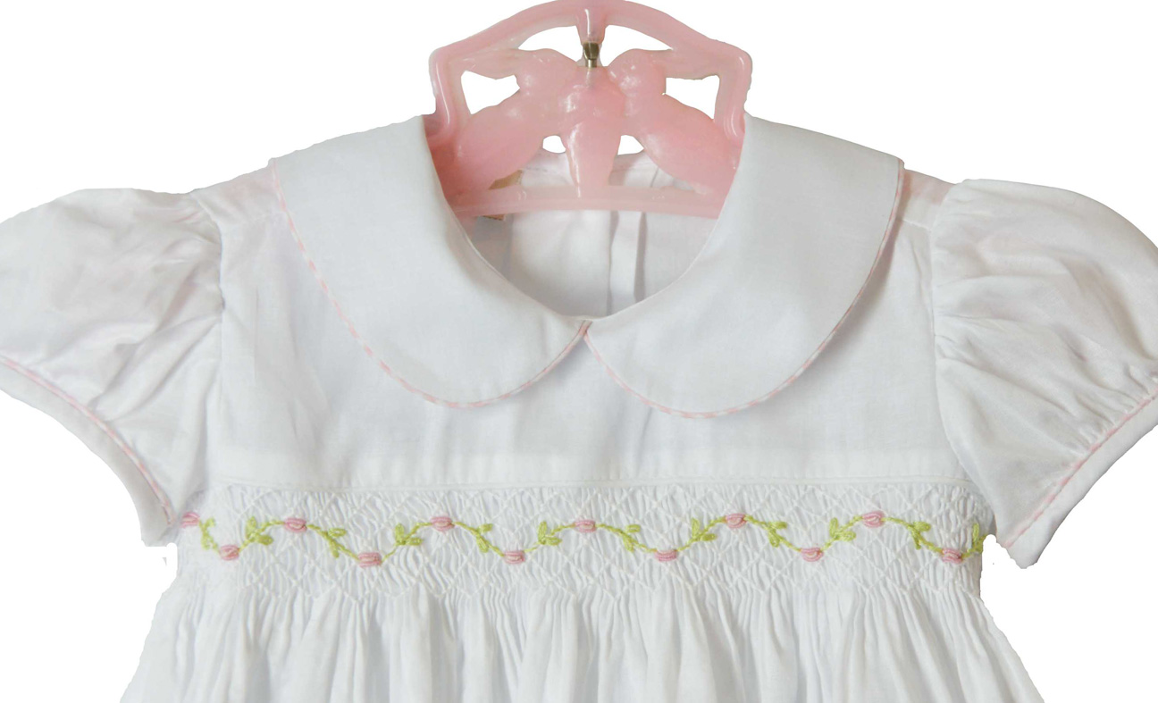 Petit Ami Baby Girl's Smocked Daygown – Heirloom Quality Baptism Dress With Bonnet (Newborn)