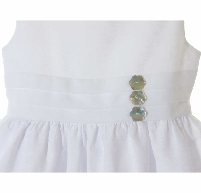 NEW Marco & Lizzy White Linen Dress with White Eyelet Insertion