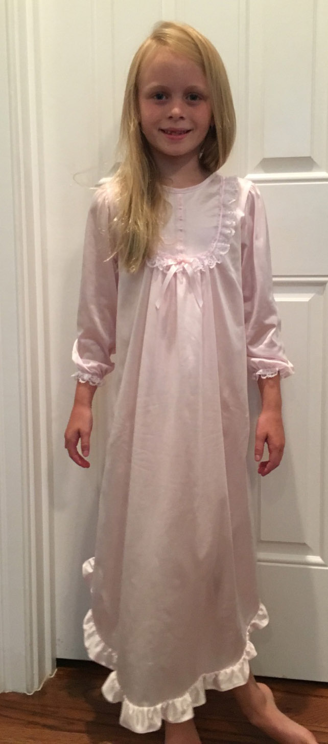 NEW Pale Pink Nylon Nightgown with Long Sleeves for Babies, Toddlers, and Little Girls