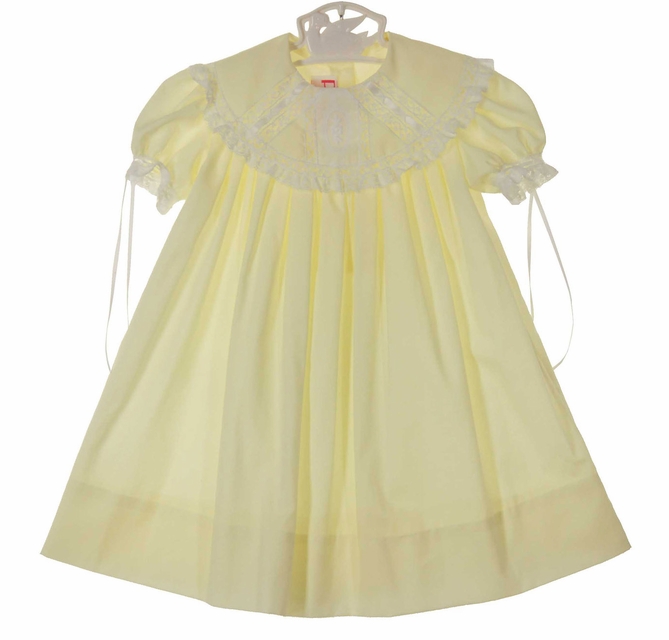 NEW Peppermint Pony Pale Yellow Heirloom Style Dress with Lace Trimmed  Portrait Collar