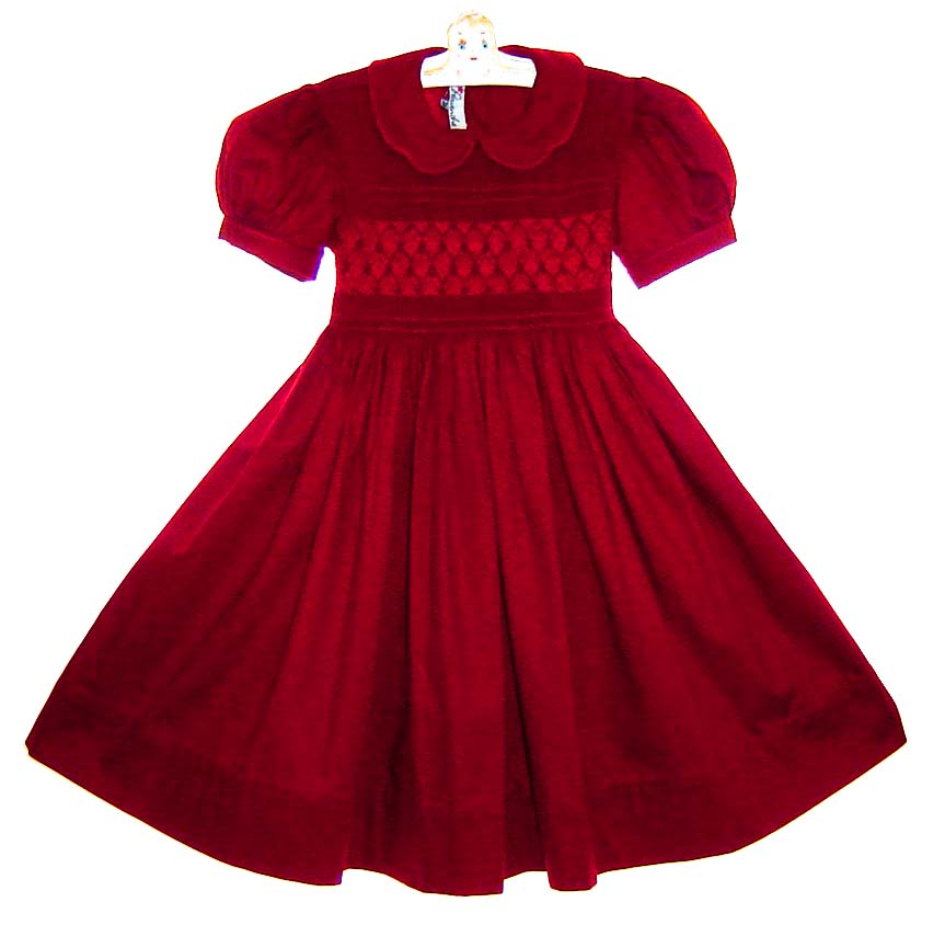 Luli & Me Girls Merry & Bright Red Christmas Dress - Fully Smocked Bodice