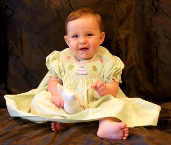 Petit Ami Mint Rosebud Smocked Bishop Dress with Bloomer main image 1
