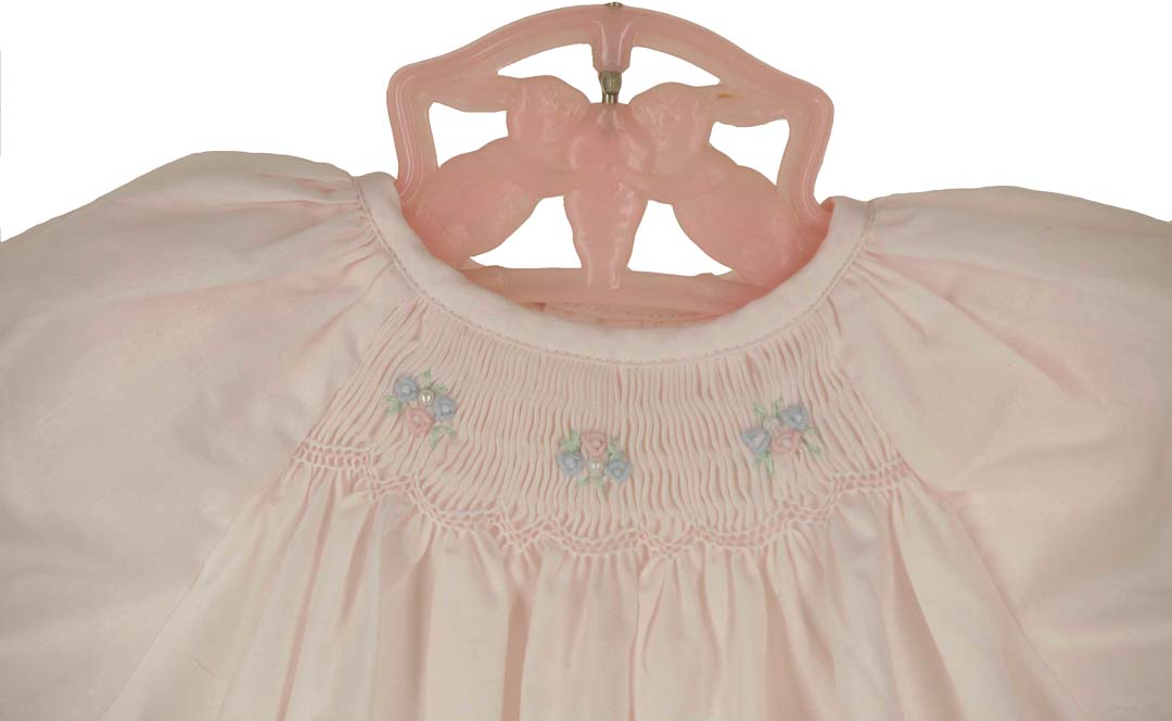 Pink Check Long Bishop Bubble With Pumpkin Smocking