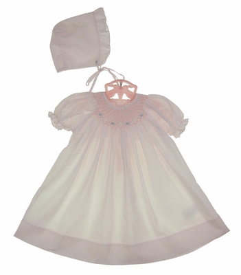 Petit Ami Pink Bishop Smocked Bubble and Bonnet main image 1