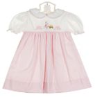 NEW Petit Ami Pink and White Pincord Dress with Bunny Embroidery
