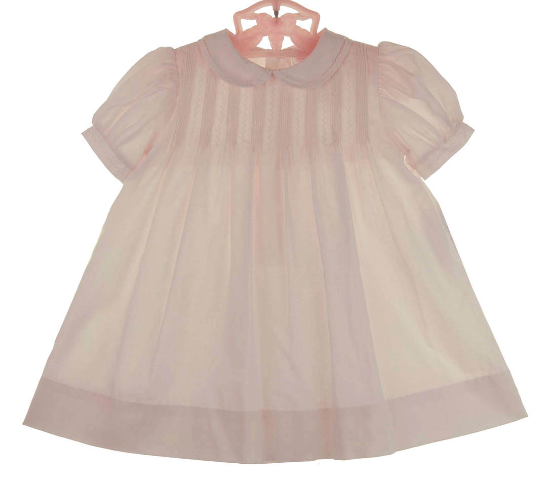 Petit Ami Pink ruffled dress with Bonnet
