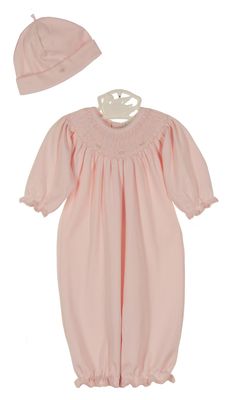Gift Box London Pink Pima Cotton Smocked Romper Set Includes Hat Blanket Bib And White Knit Shoes With Pom Poms Copy 1