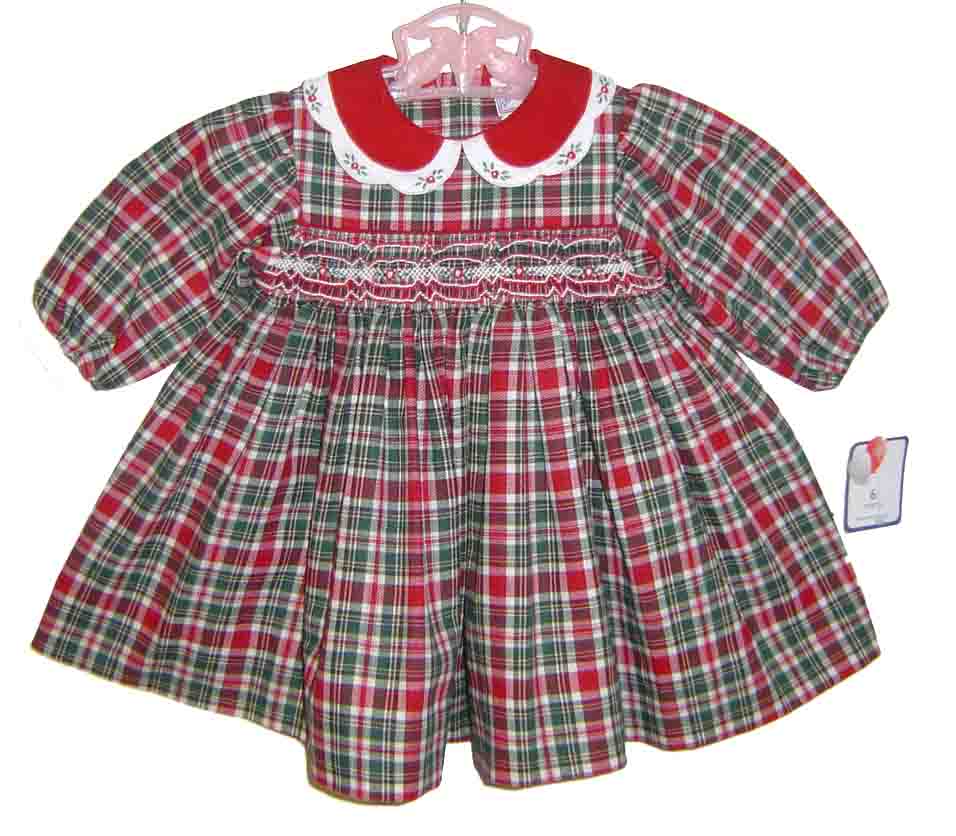 Petit Bebe Knits Boys Blue Check Smocked Christmas Dress Longall main image 1