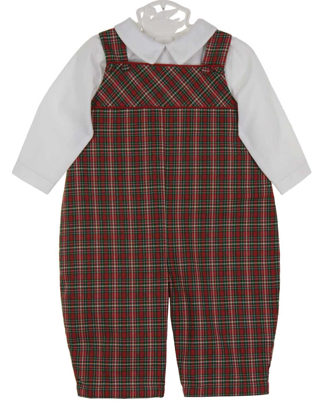Petit Ami red plaid Christmas longall and shirt set,red plaid Christmas