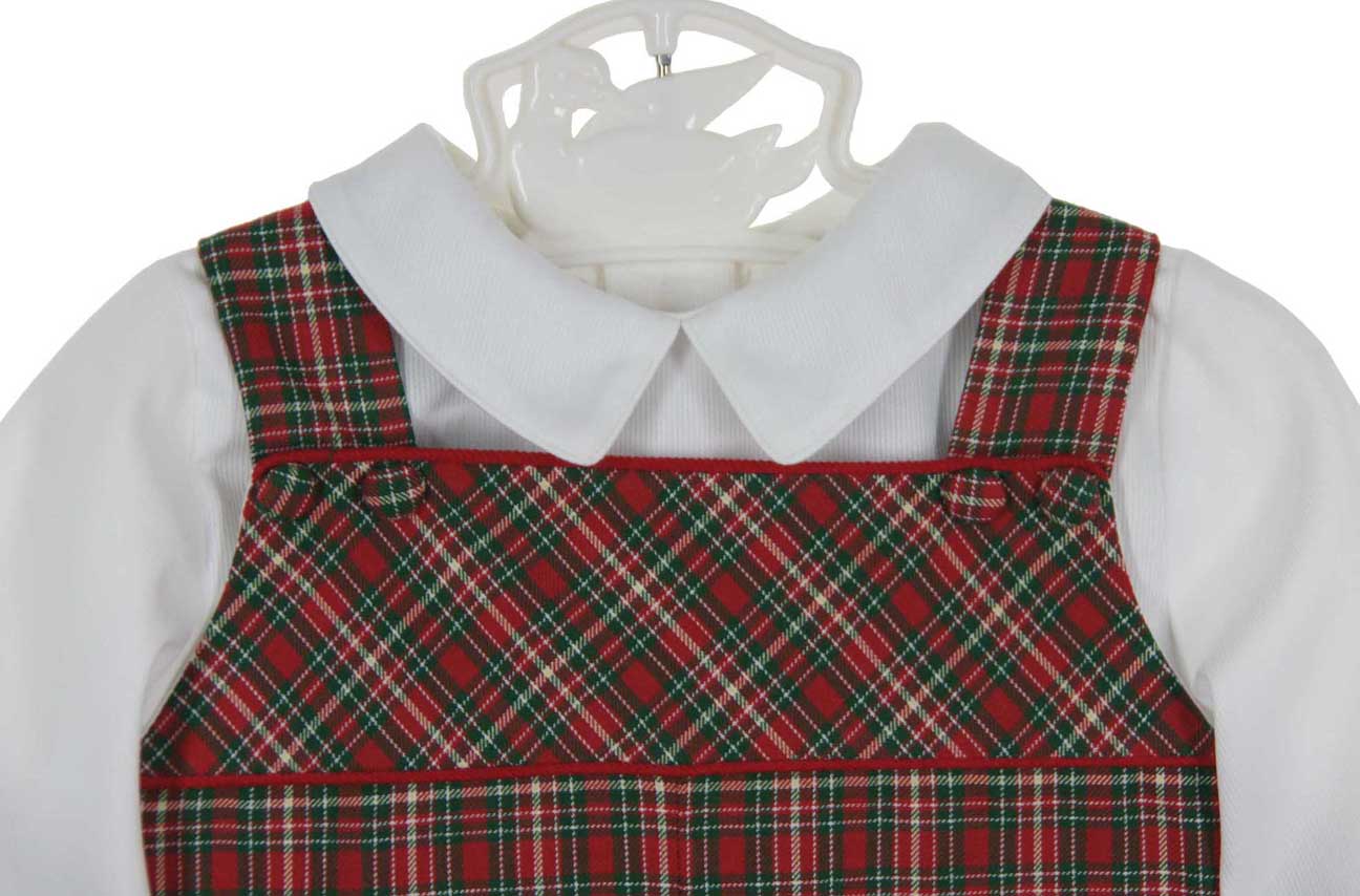 Claire & Charlie Baby / Toddler Boys Red Holiday Plaid Button On Set - Square Collar main image 0
