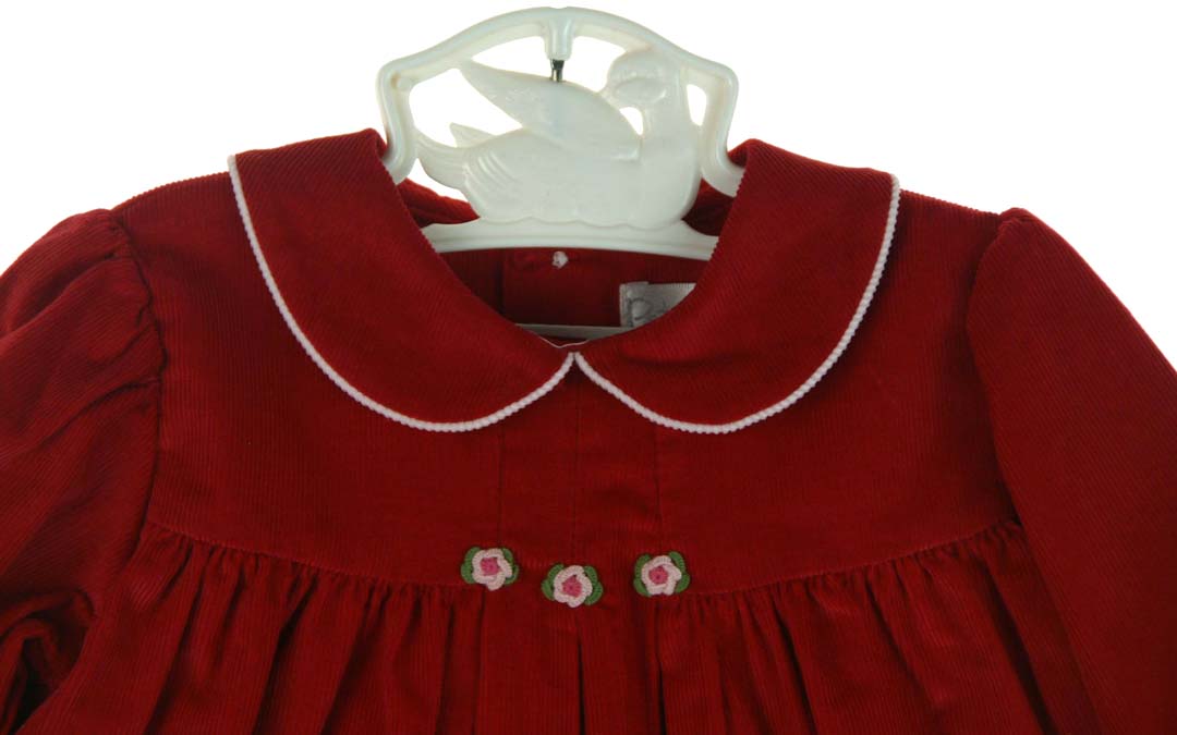 Petit Ami red corduroy baby dress,red corduroy baby girl dress,red