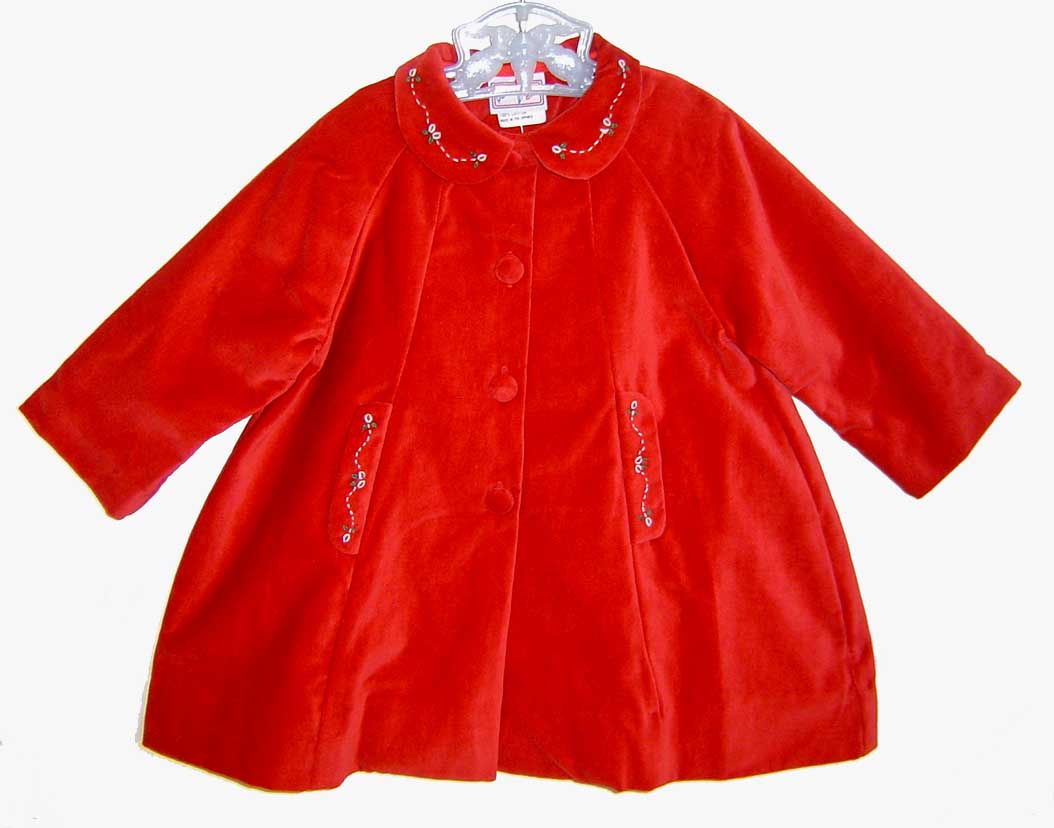 Petit Ami,Christmas coat,velvet baby coat,red velvet baby coat,baby