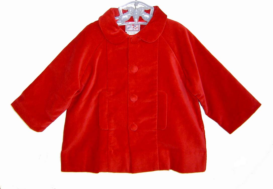 Petit Ami,Christmas coat,velvet baby coat,red velvet baby coat,baby