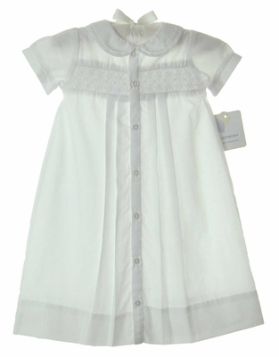 Petit Ami White Smocked Daydress with Voile Insert