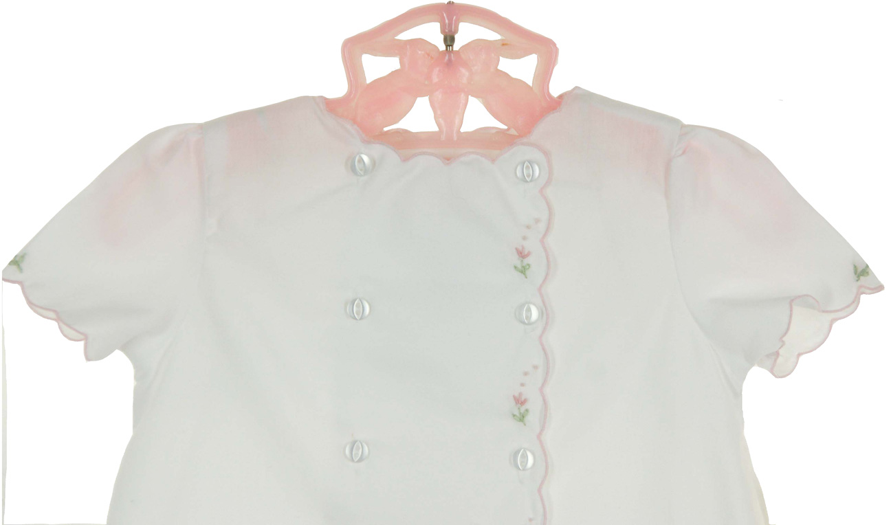 White Daygown w/ Pink Embroidered Lambs main image 1