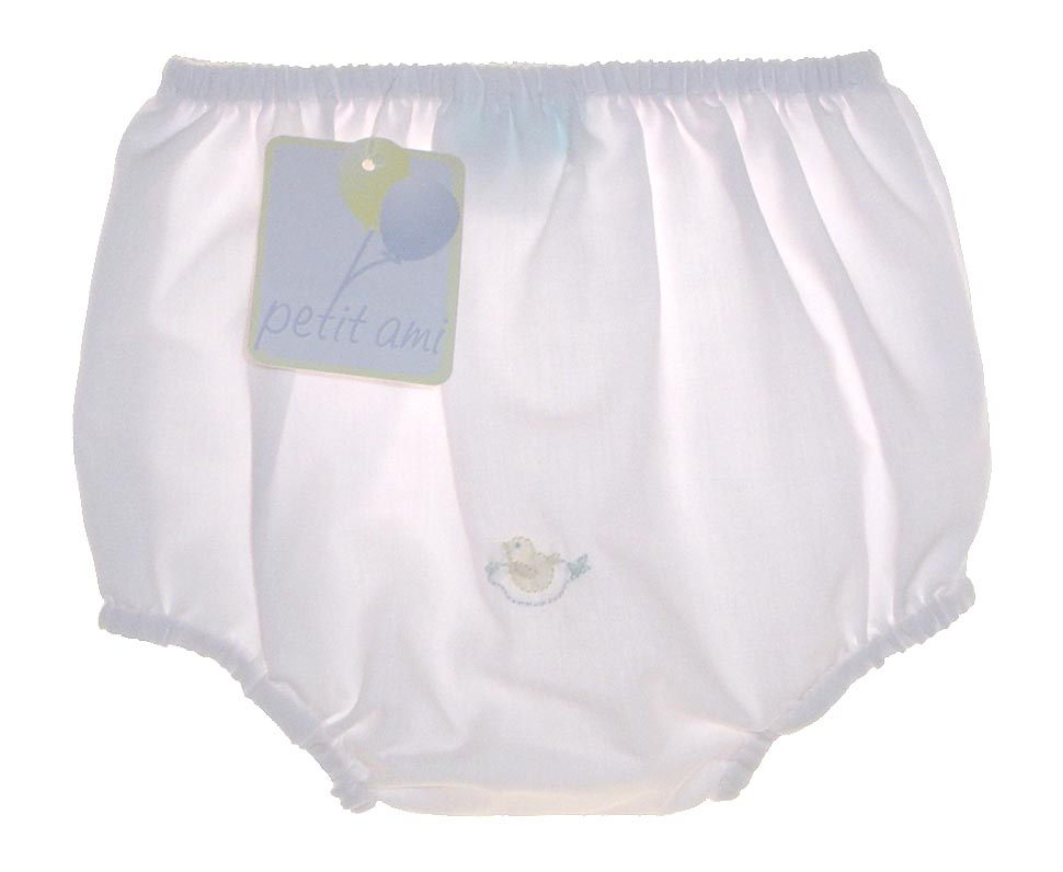 NEW Petit Ami White Diaper Cover with Baby Chick Embroidery for Boys or
