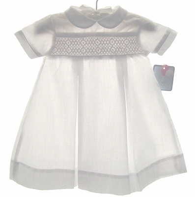 Petit Ami White Smocked Daydress with Voile Insert main image 1