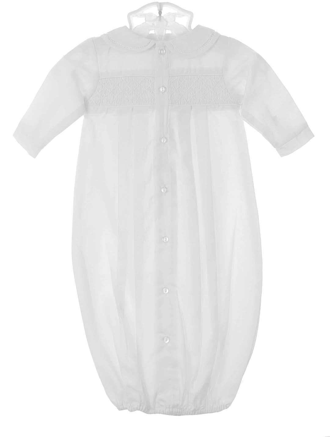 Petit Ami Baby Girl's Smocked Daygown - Heart & Pearl Embroidered White Dress, 18 Months