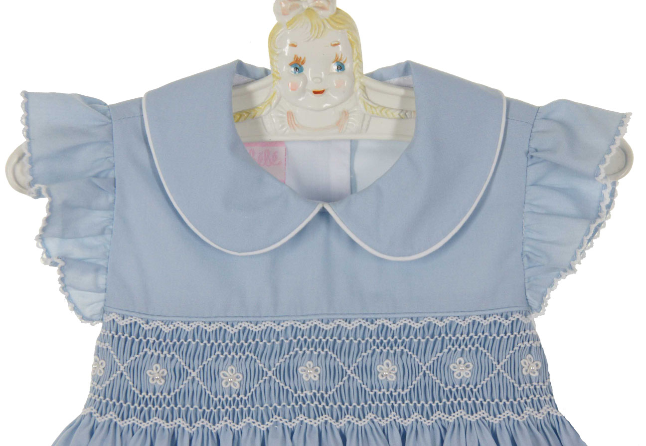 Anavini Baby / Toddler Girls Light Blue Smocked Bloomers Set