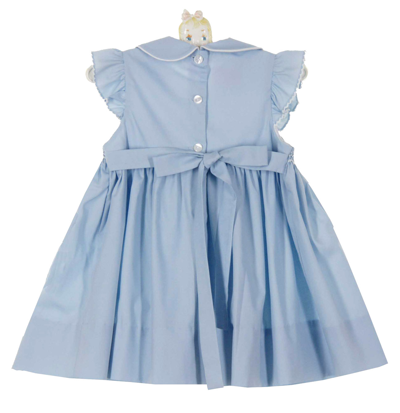 Anavini Girls Light Blue Smocked Dress with Collar main image 1