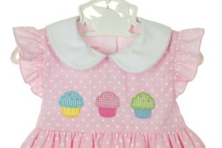 Anavini Baby Girls Pink Smocked Birthday Cupcakes Dress - Bishop main image 0