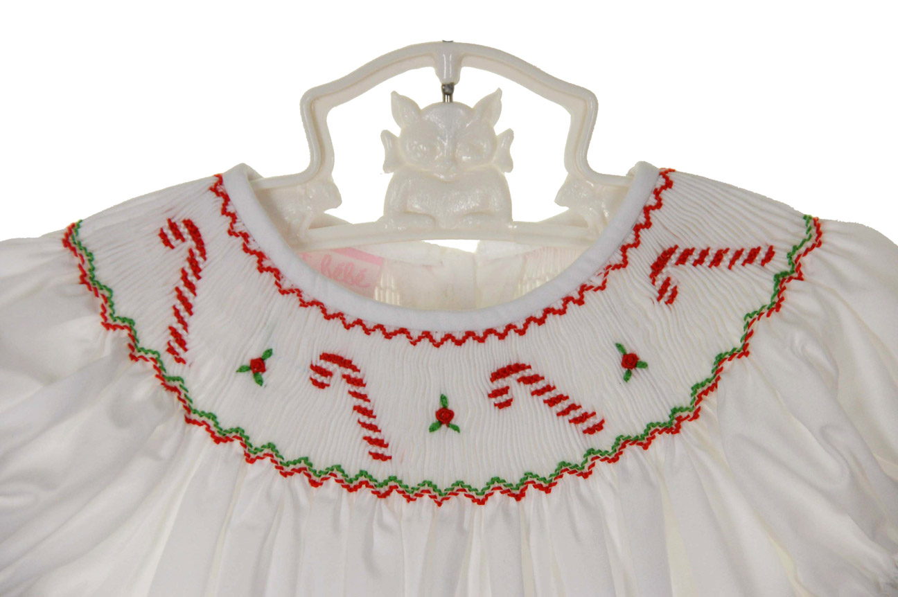 Petit Bebe Cotton Knits Girls Smocked Nativity Scene Pink Stripes