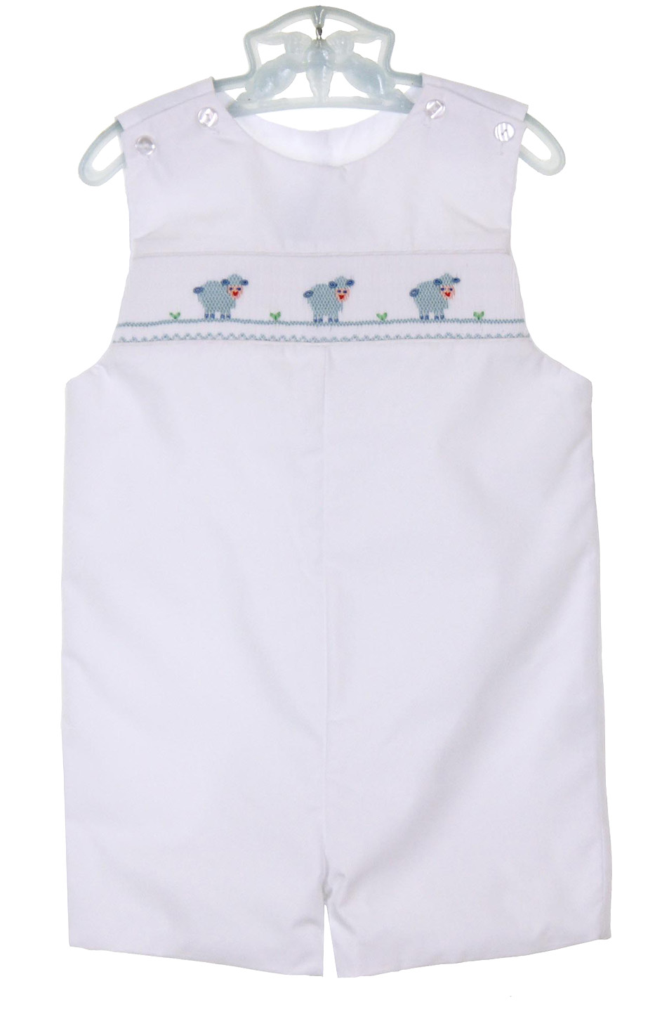 Anavini Boys Dressy White Pique Shortall with Shirt - Smocked in Ecru main image 1