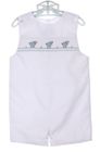 NEW Petit Bebe by Anavini White Smocked Shortall with Lamb Embroidery